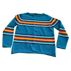 Lauren Ralph Lauren Blue Multicolor Striped Sweater